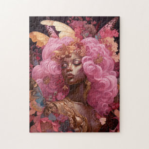 Beautiful Black Fairy Girl Fantasy Art Jigsaw Puzzle