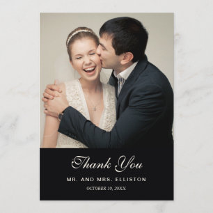 Beautiful Black Floral - Wedding Thank You Card
