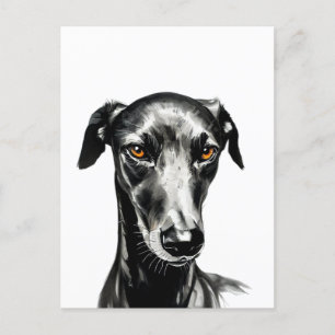 Beautiful Black Galgo illustration for Dog Lovers Postcard