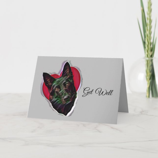 Beautiful Black German Shepherd PopArt Card (Front)