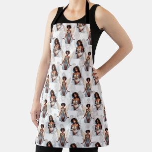 Beautiful Black Girl Angels Pattern Design  Apron