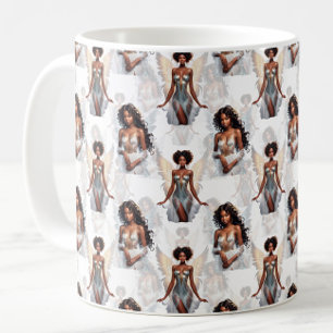 Beautiful Black Girl Angels Pattern Design Coffee Mug