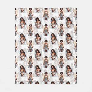 Beautiful Black Girl Angels Pattern Design  Fleece Blanket