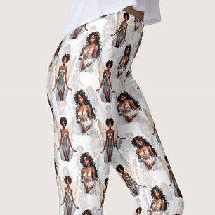 Beautiful Black Girl Angels Pattern Design  Leggings