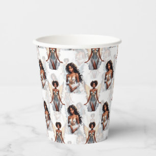 Beautiful Black Girl Angels Pattern Design Paper Cups