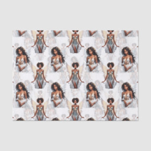 Beautiful Black Girl Angels Pattern Design Tissue Paper