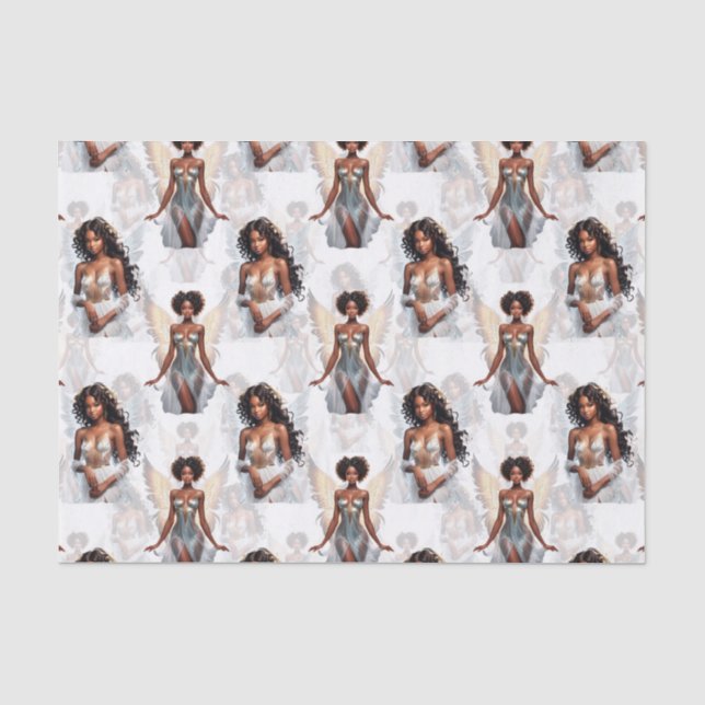 Beautiful Black Girl Angels Pattern Design  Tissue Paper (Front)