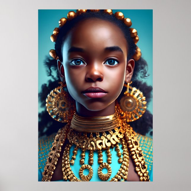 Beautiful black girl She loves earrings, bracelets Poster (Front)