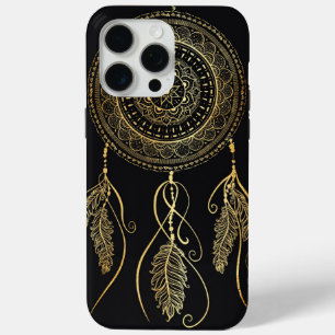 Beautiful Black Gold Dream Catcher Mandala iPhone 15 Pro Max Case