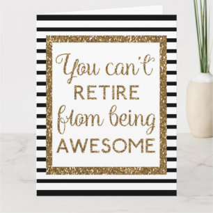 Beautiful Black Gold Glitter Happy Retirement Big Card