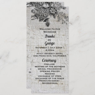 Beautiful Black & Grey Flowers Wedding Programme