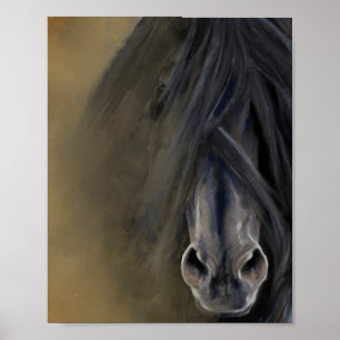 Beautiful Black Horse Decoupage Print