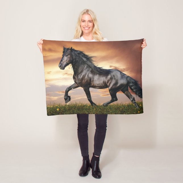 Beautiful Black Horse Fleece Blanket (In Situ)