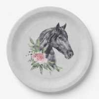 Beautiful Black Horse Head Portrait Watercolor
