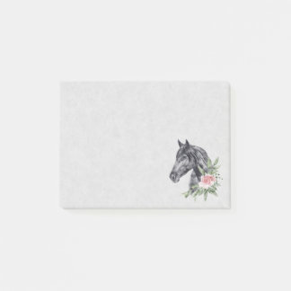 Beautiful Black Horse Head Portrait Watercolor Post-it Notes