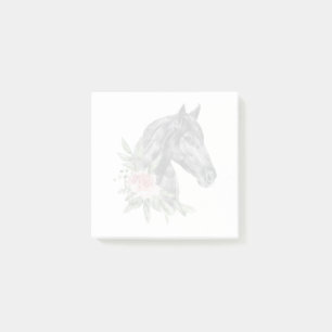 Beautiful Black Horse Head Portrait Watercolor Post-it Notes