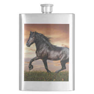 Beautiful Black Horse Hip Flask