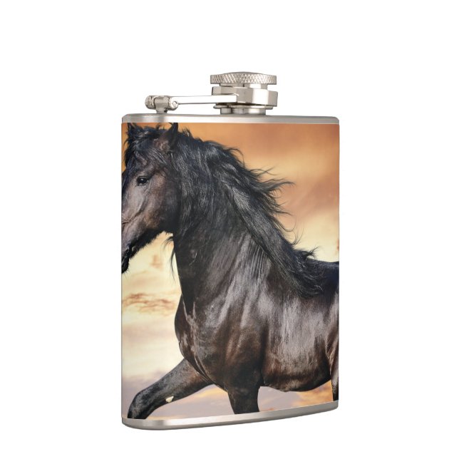 Beautiful Black Horse Hip Flask (Right)