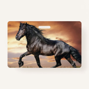 Beautiful Black Horse ID Badge