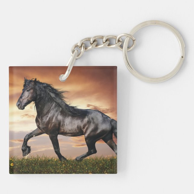 Beautiful Black Horse Key Ring (Back)