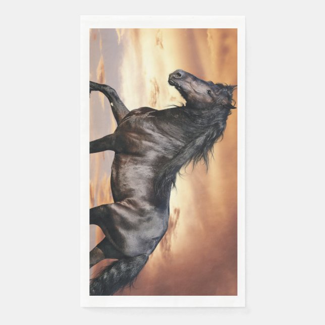 Beautiful Black Horse Napkin (Front)