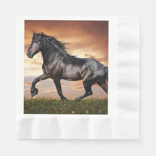Beautiful Black Horse Napkin (Front)