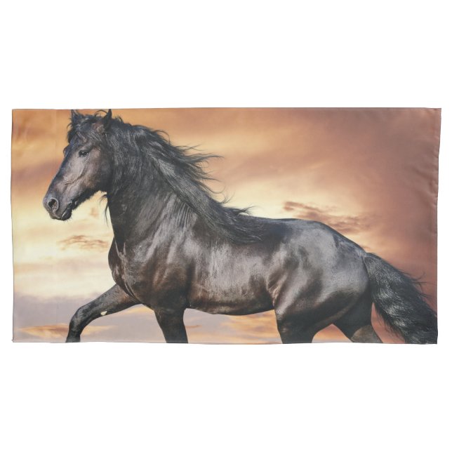 Beautiful Black Horse Pillowcase (Front)