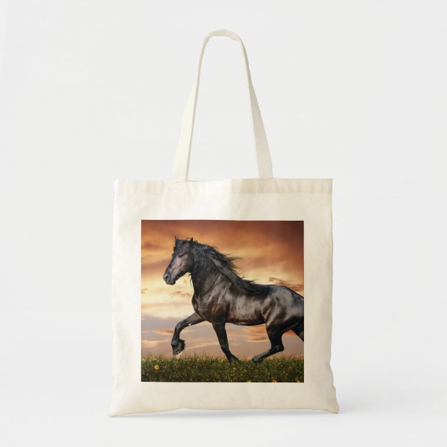 Beautiful Black Horse Tote Bag (Front)