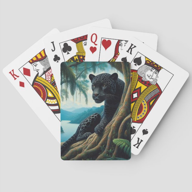 Beautiful Black Jaguar  Playing Cards (Back)