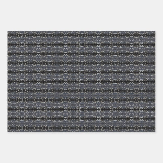 Beautiful Black Lace Tree Bark Patterned Wrapping Paper Sheet (Front)