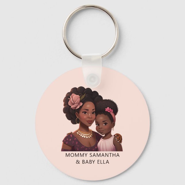 Beautiful Black Mom and Daughter (14) Key Ring (Front)