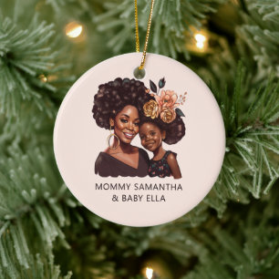 Beautiful Black Mum and Daughter (10) Ceramic Tree Decoration