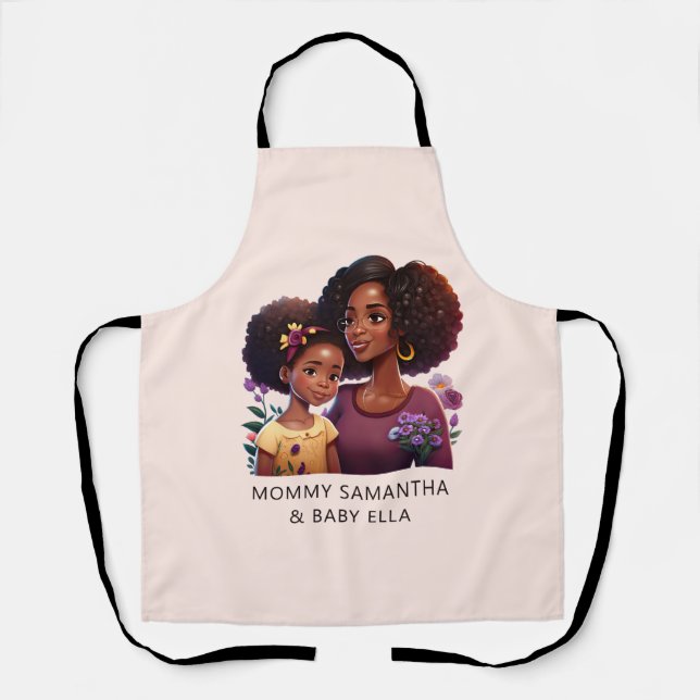 Beautiful Black Mum and Daughter (12) Apron (Front)