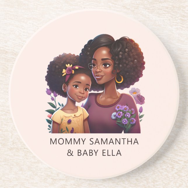 Beautiful Black Mum and Daughter (12) Coaster (Front)