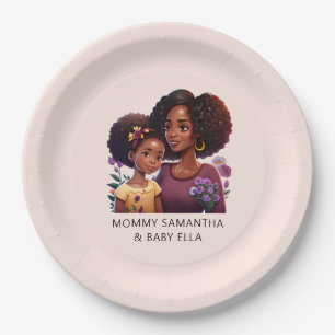 Beautiful Black Mum and Daughter (12) Paper Plate