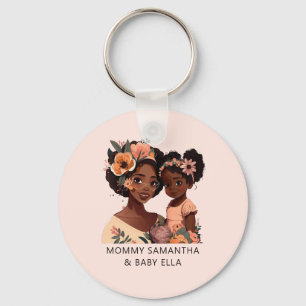 Beautiful Black Mum and Daughter (13) Key Ring