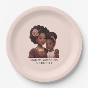 Beautiful Black Mum and Daughter (14) Paper Plate