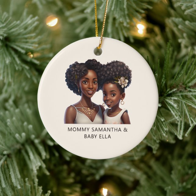 Beautiful Black Mum and Daughter (18) Ceramic Tree Decoration (Tree)