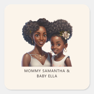 Beautiful Black Mum and Daughter (18) Square Sticker