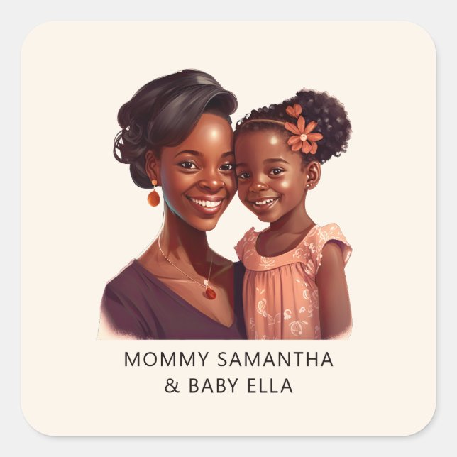 Beautiful Black Mum and Daughter (19) Square Sticker (Front)
