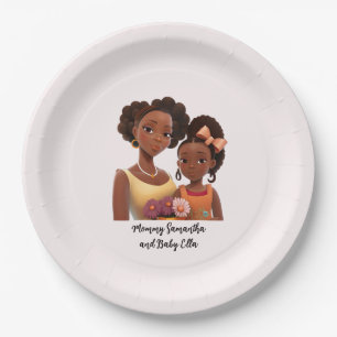 Beautiful Black Mum and Daughter (22) Paper Plate