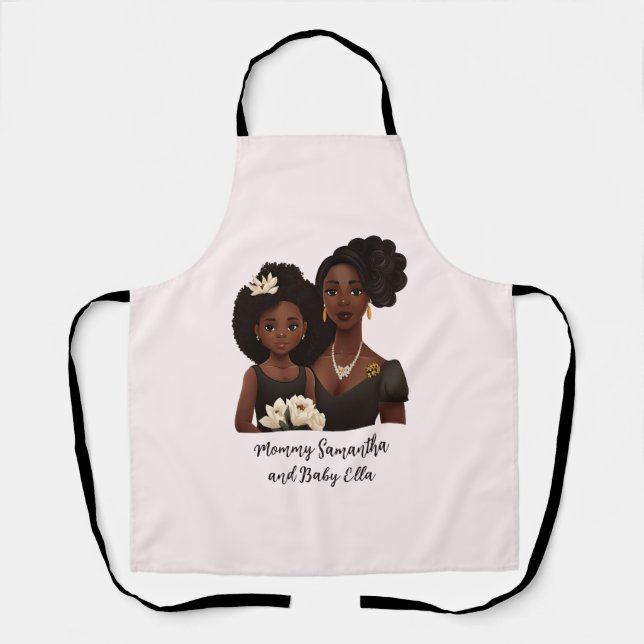 Beautiful Black Mum and Daughter (23) Apron (Front)