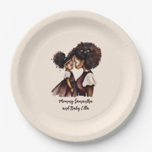 Beautiful Black Mum and Daughter (24) Paper Plate