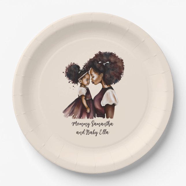 Beautiful Black Mum and Daughter (24) Paper Plate (Front)