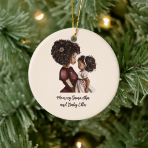 Beautiful Black Mum and Daughter (26) Ceramic Tree Decoration