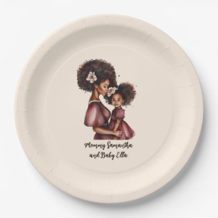 Beautiful Black Mum and Daughter (27) Paper Plate