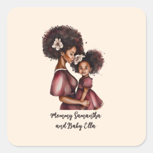 Beautiful Black Mum and Daughter (27) Square Sticker