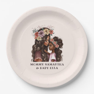 Beautiful Black Mum and Daughter (2) Paper Plate