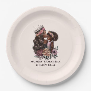 Beautiful Black Mum and Daughter (3) Paper Plate