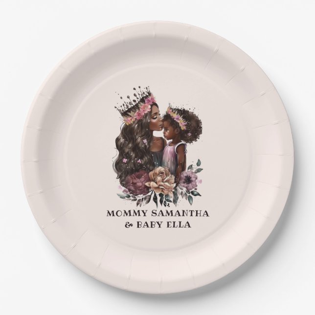 Beautiful Black Mum and Daughter (3) Paper Plate (Front)